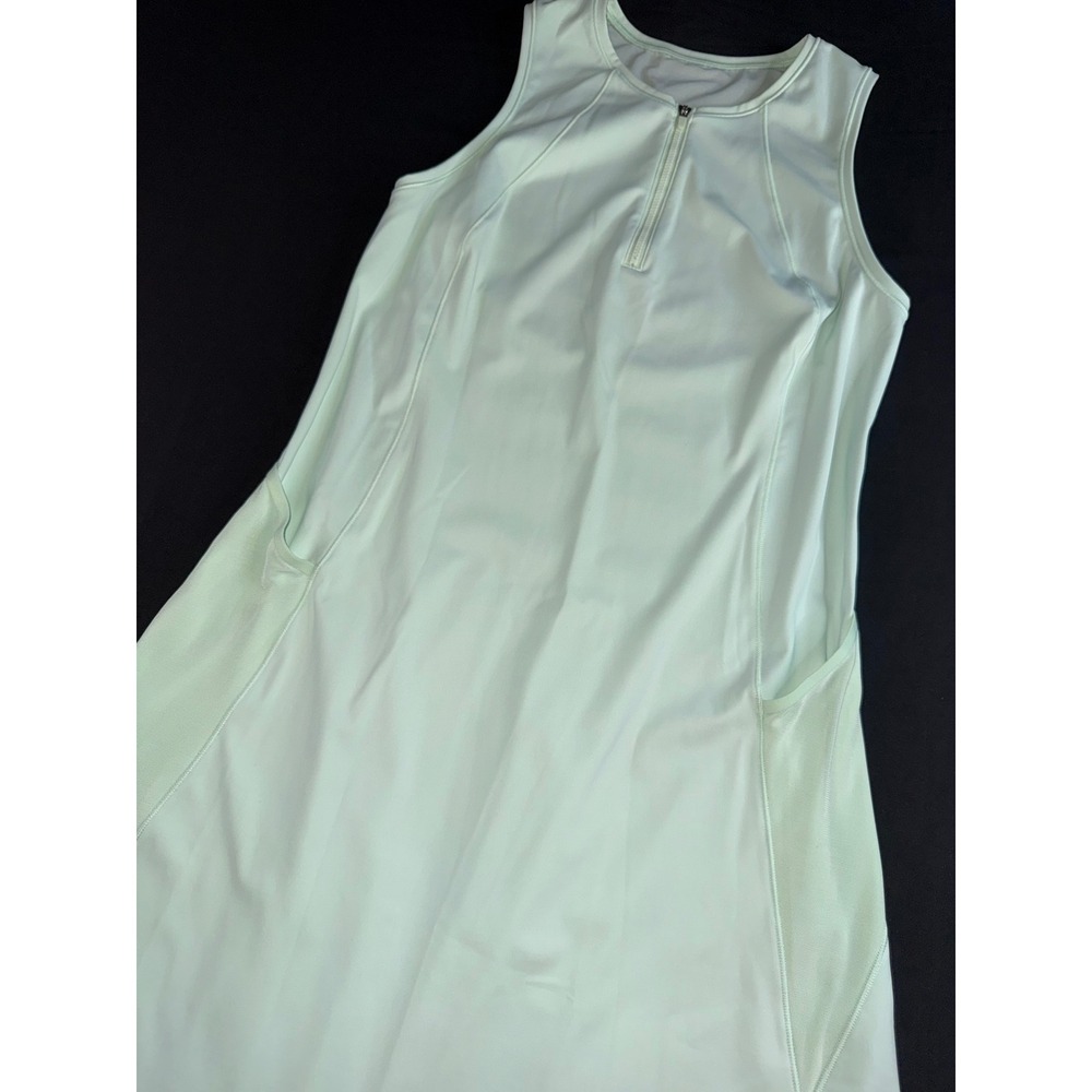 Athleta Womens Court Dress Mint Green Quarter Zip Sleeveless Mesh Pockets Size M